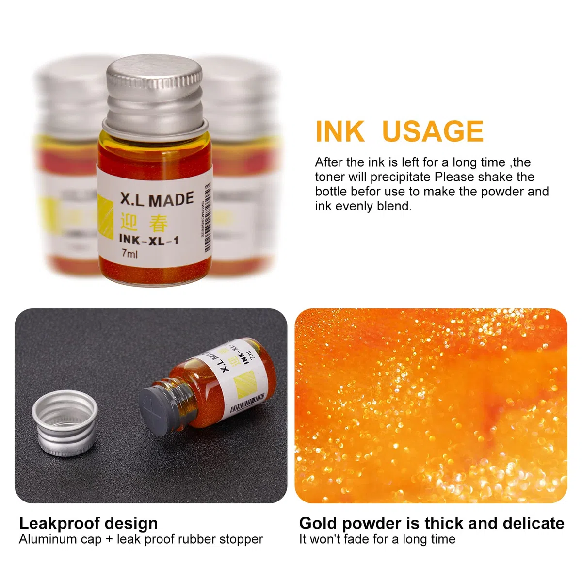 Set di 24 colori di inchiostro per calligrafia, inchiostro colorato con polvere dorata per disegnare e scrivere, confezione regalo inclusa
