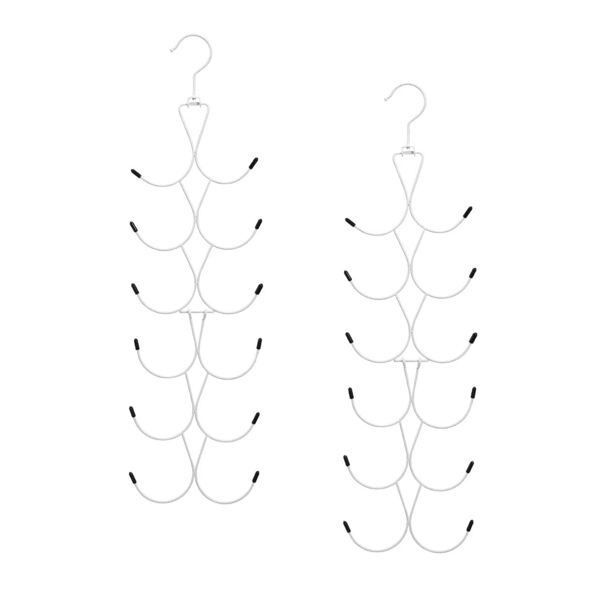 2 Confezione di Porta Cravatte Armadio Organizer per Sciarpe con 12 Ganci Pieghevole Appendino per Sciarpe Salvaspazio per Scialle, Cintura, Cravatta