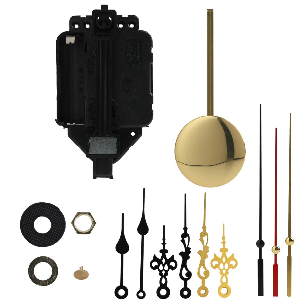 Kit Meccanismo Orologio a Pendolo al Quarzo, Movimento a Batteria con 3 Coppie di Lancette Diverse, Ideale per la Sostituzione e Creazione di Orologi da Parete
