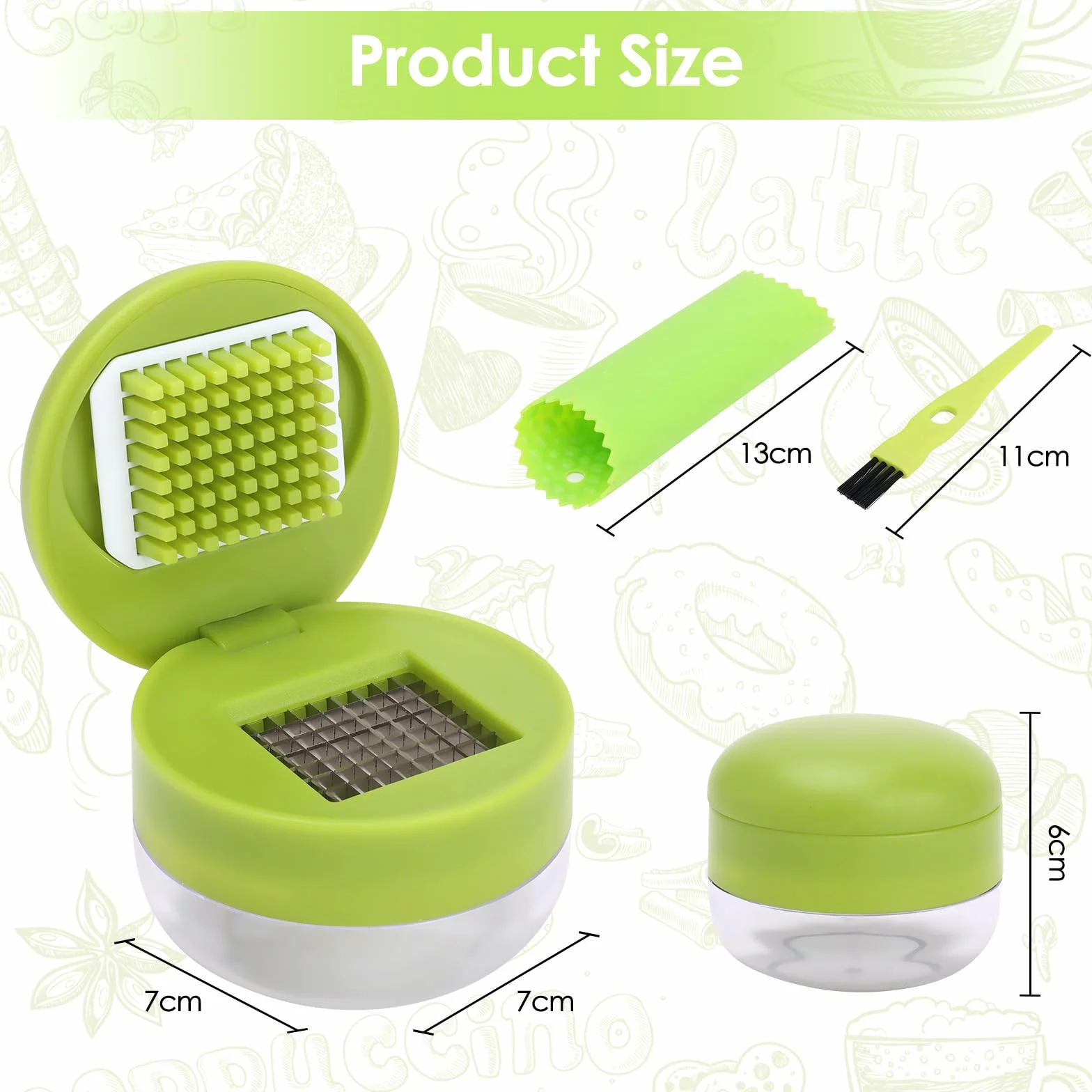 Trita Professsionale Spremiaglio e Sbuccia 2 Pezzi, Schiaccia Aglio in Acciaio Inox con Pelapatate e Pennello di Silicone, per Aglio, Zenzero e Frutta