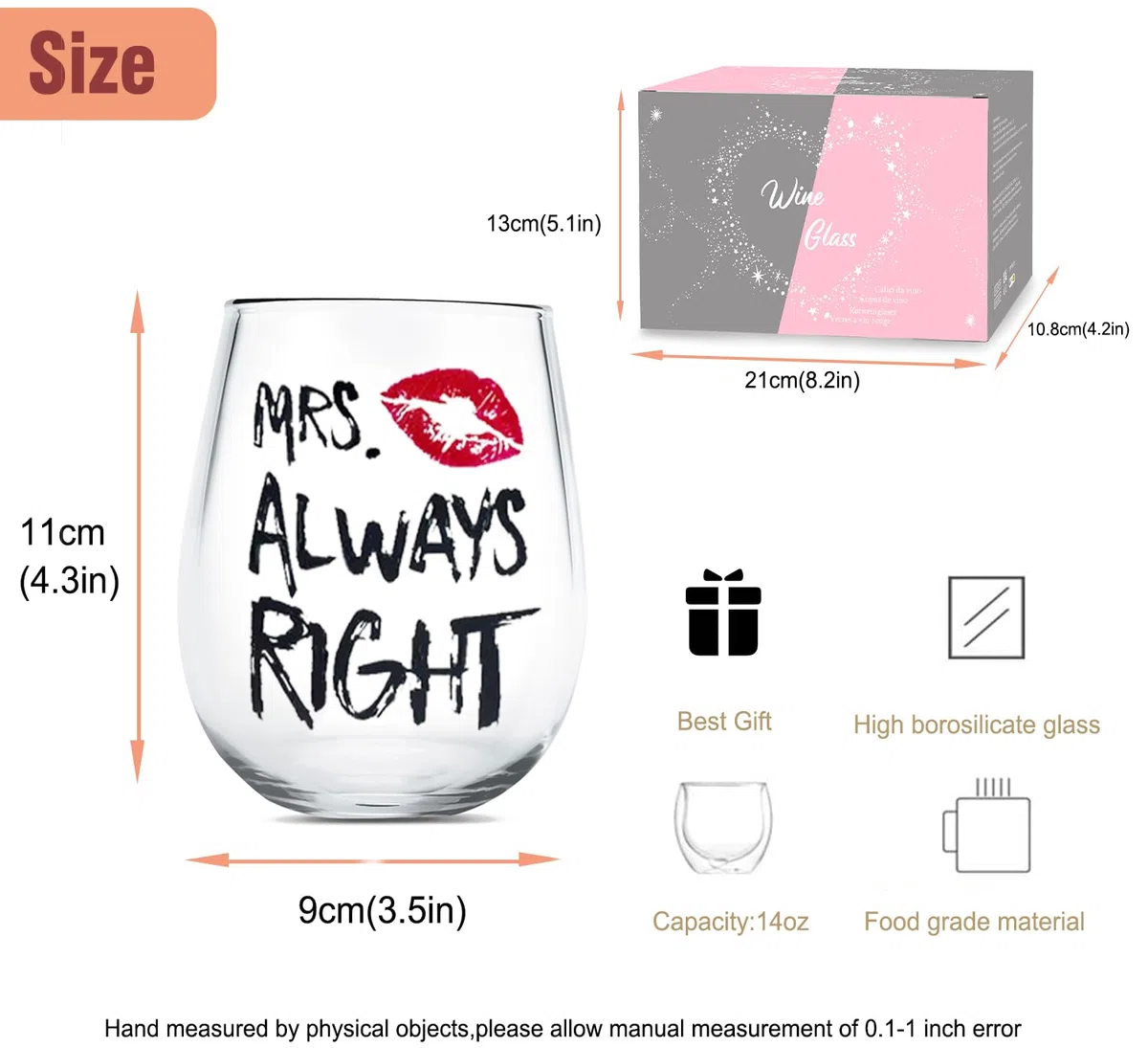 Mr Right e Mrs Always Right bicchieri da vino per coppie, regalo di coppia, regali di nozze per la sposa e lo sposo, regalo di fidanzamento, set di bicchieri da vino senza stelo