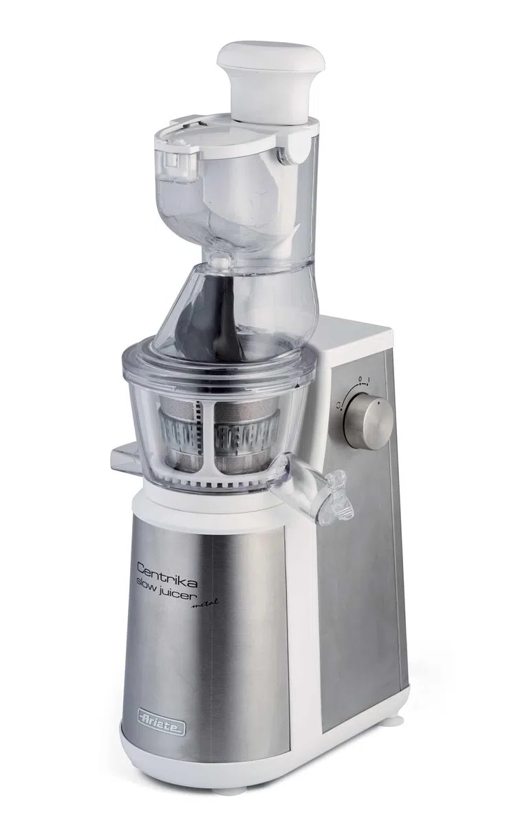 Ariete 177 Centrika Slow Juicer Metal, Estrattore di succo, 400 W, Raccoglitore di succo, 1 velocità + reverse, Argento