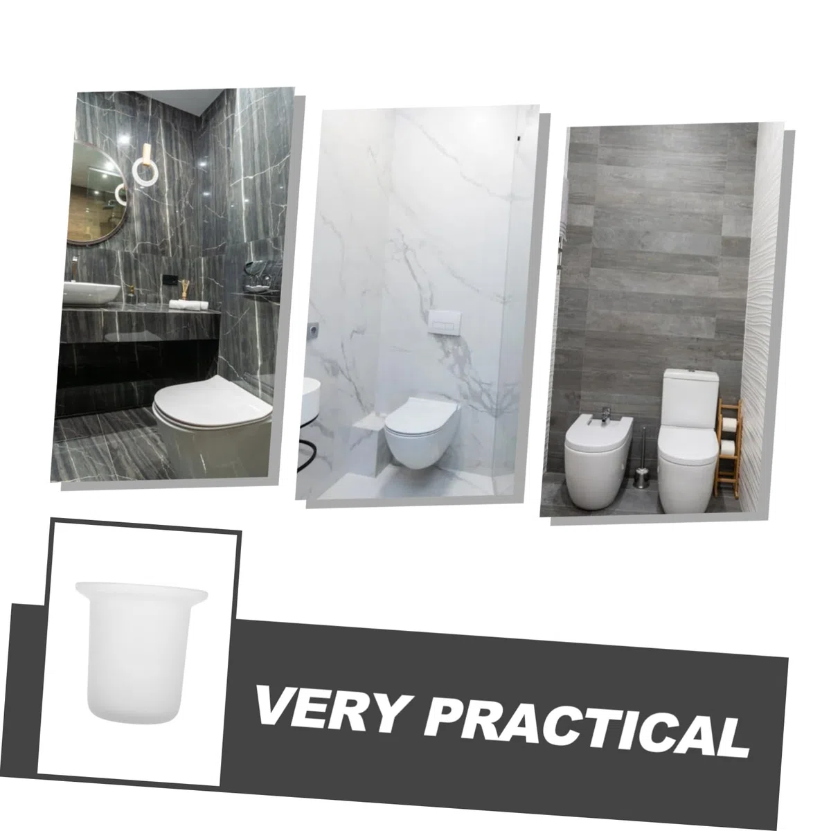 Vaso Wc in Vetro Opaco da Parete, Porta Scopino per Wc Multifunzionale Supporto Antiscivolo per Bagni di Casa e Luoghi Pubblici
