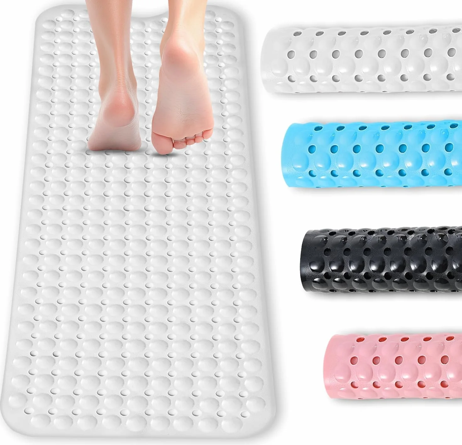 Tappeto Doccia Antiscivolo 100 x 40 cm, Senza BPA, Resistente Alla muffa Lavabile in Lavatrice, Tappetino Doccia Antiscivolo per Vasche da Bagno, Pavimenti del Bagno