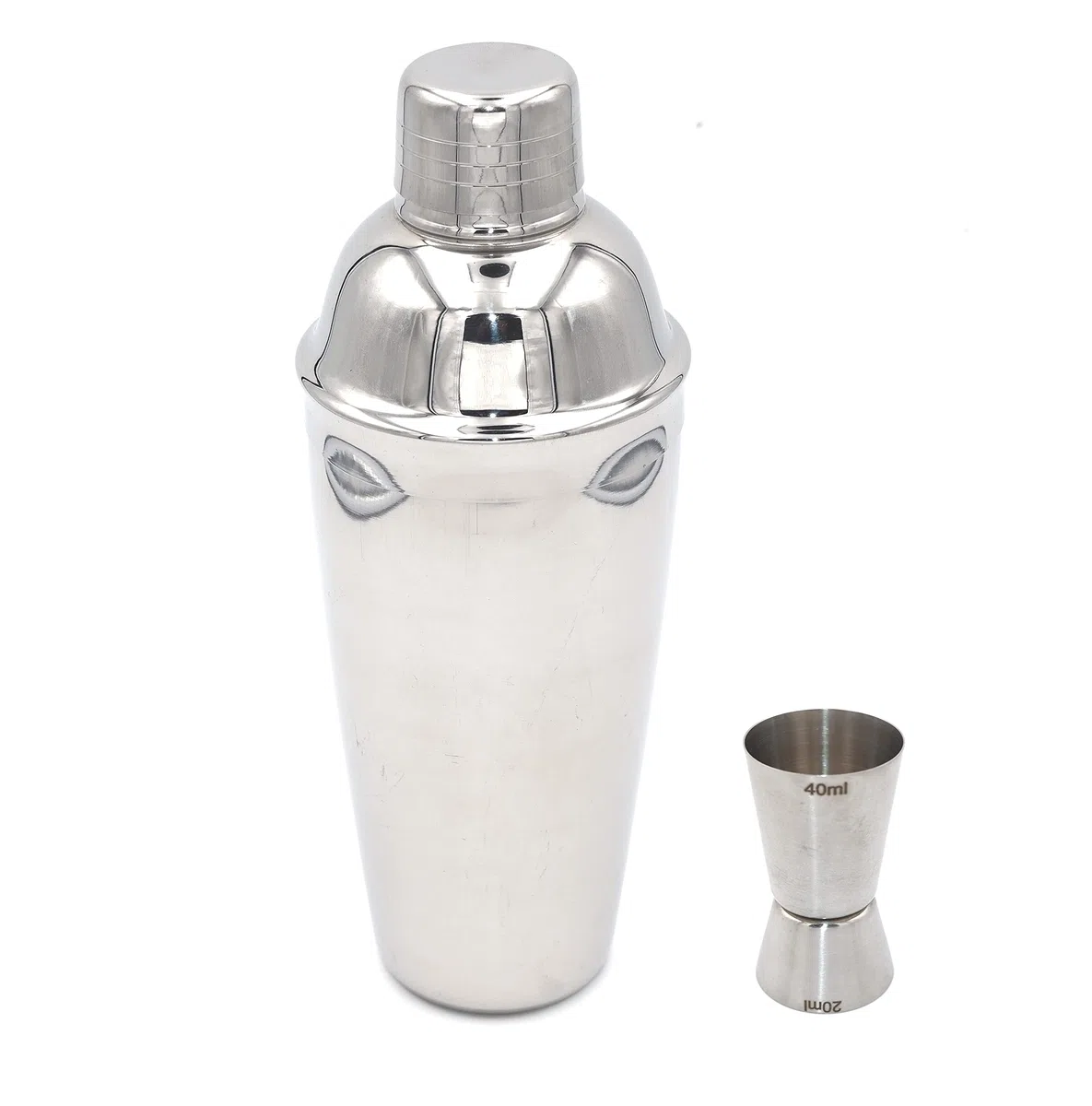 Kit Barman Set Cocktail Professionale Doppio Dosatore Acciaio Inossidabile 20x40ml e Shaker Cocktail Inox 3 Pezzi 70cl Colino Integrato Accessori Mixologia