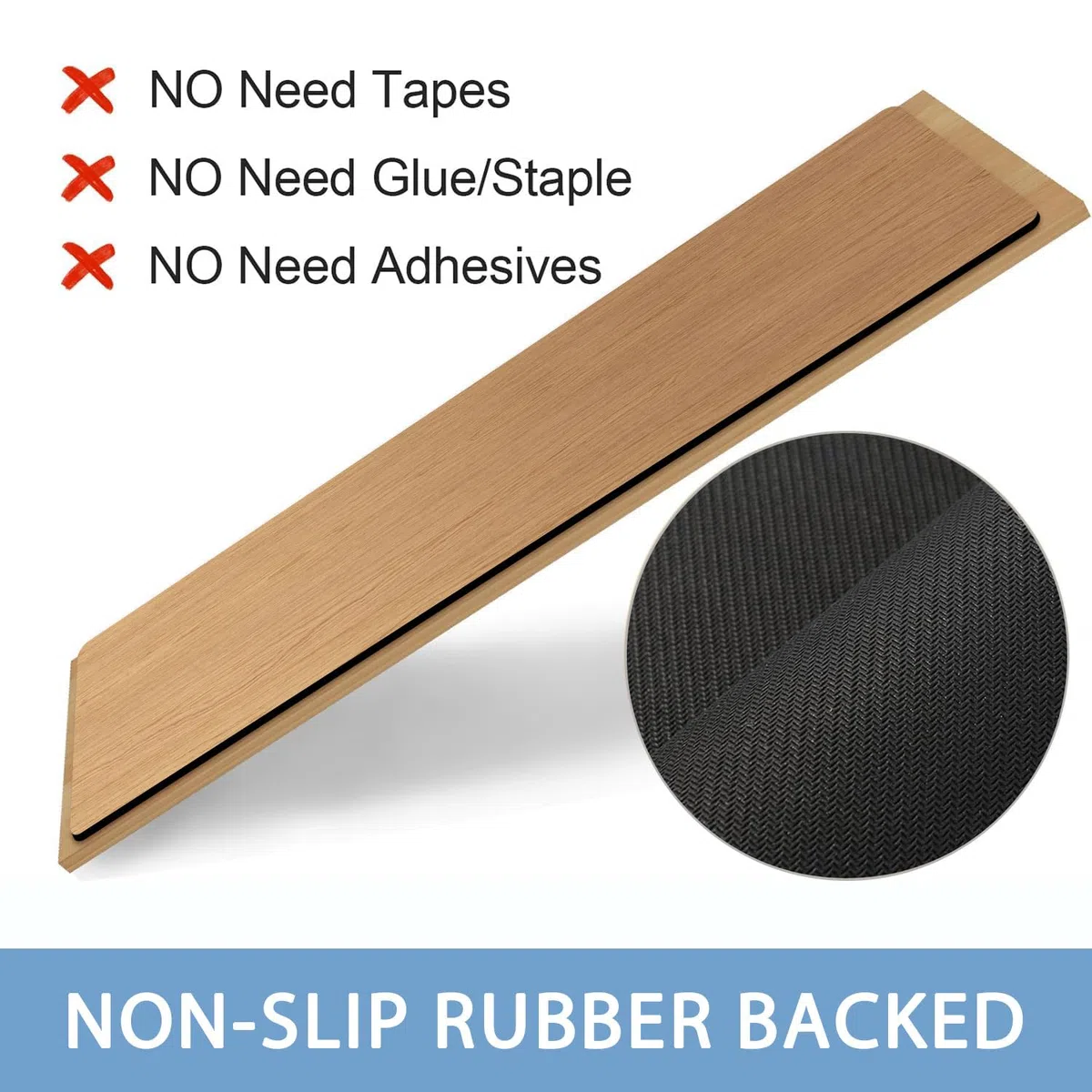 GOYLSER Tappeti per Scale - Tappeti in Gomma per gradini - Tappeto Antiscivolo per Scale - Tappeto per Scale Rettangolare per Famiglia Legno Marrone (76x20cm 15 Pezzi)