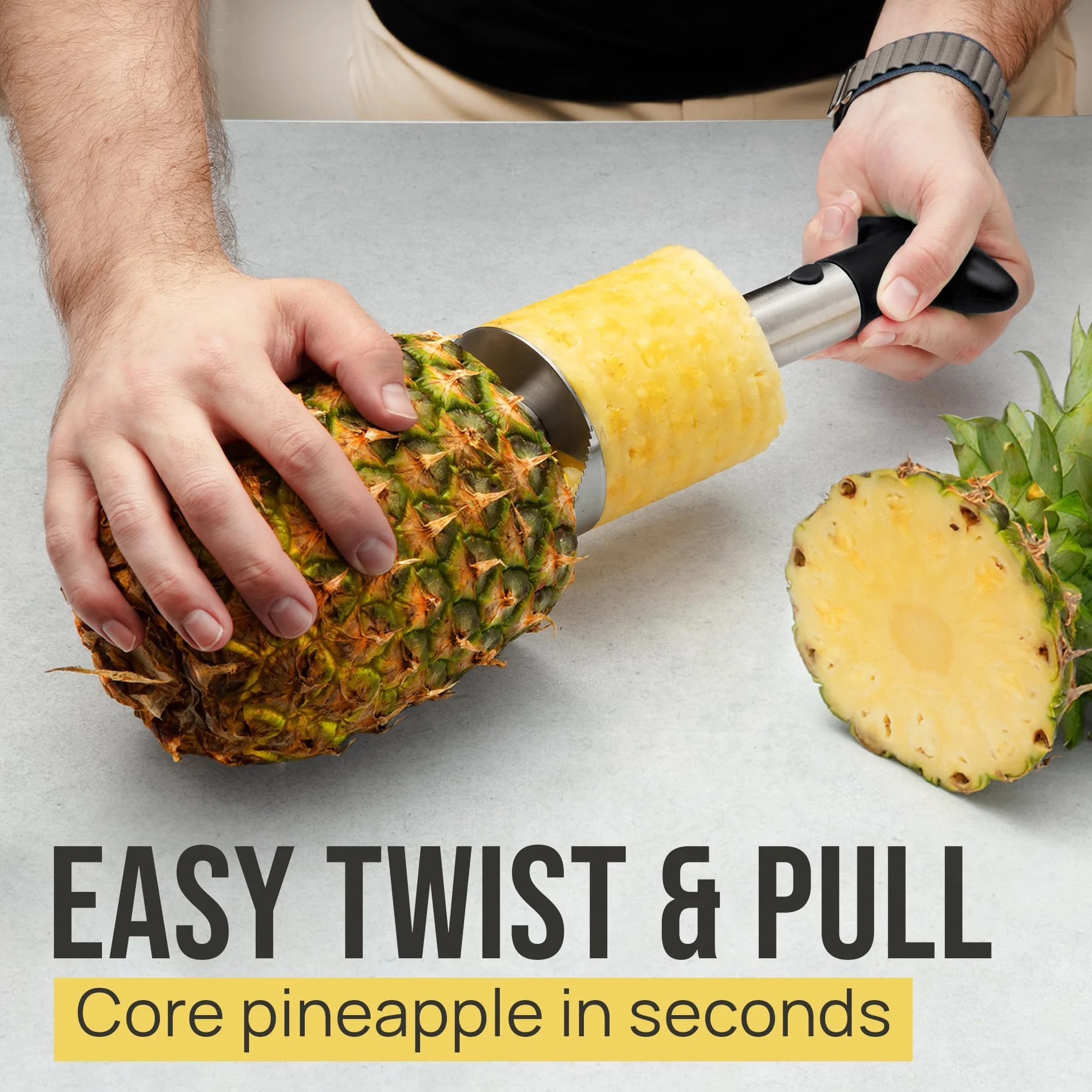 Zulay Kitchen cucina ananas corer e strumento di affettatrice - acciaio inox pineapple cutter per easy nucleo removal & presse - super fast ananas affettatrice e strumento di corer permette di rispar