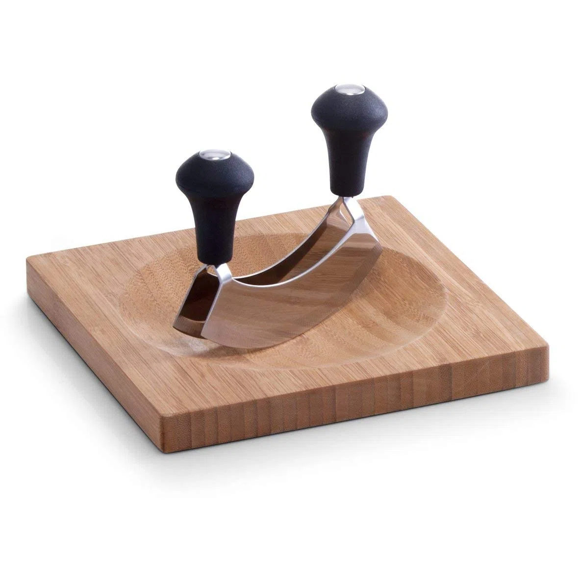 Zeller 25295 Tagliere per Erbe Aromatiche con Mezzaluna, Bambú, Beige, 20x20x2 cm