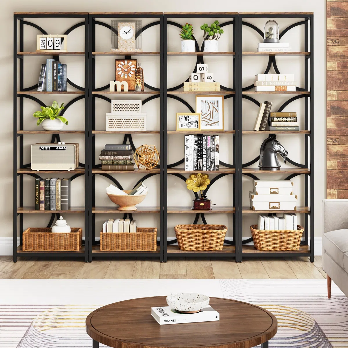 Tribesigns Libreria a 6 Ripiani, Alta 200 cm con Ripiani Aperti, Scaffale Portaoggetti Indipendente Industriale, Verticale Organizer per Libri, per Casa, Ufficio, Camera da Letto, Studio