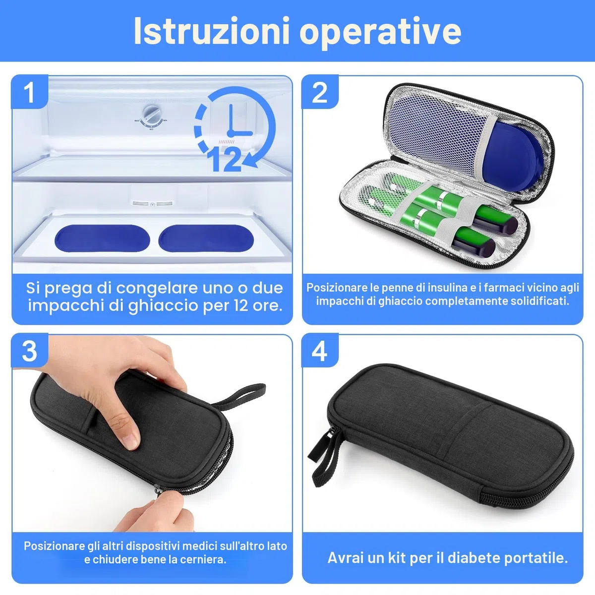 MXTIMWAN Borsa Termica per Insulina, Porta da Viaggio per Medicinali, 2 Impacchi di Ghiaccio, Astuccio Termico per Insulina, Borsa per Accessori per Insulina