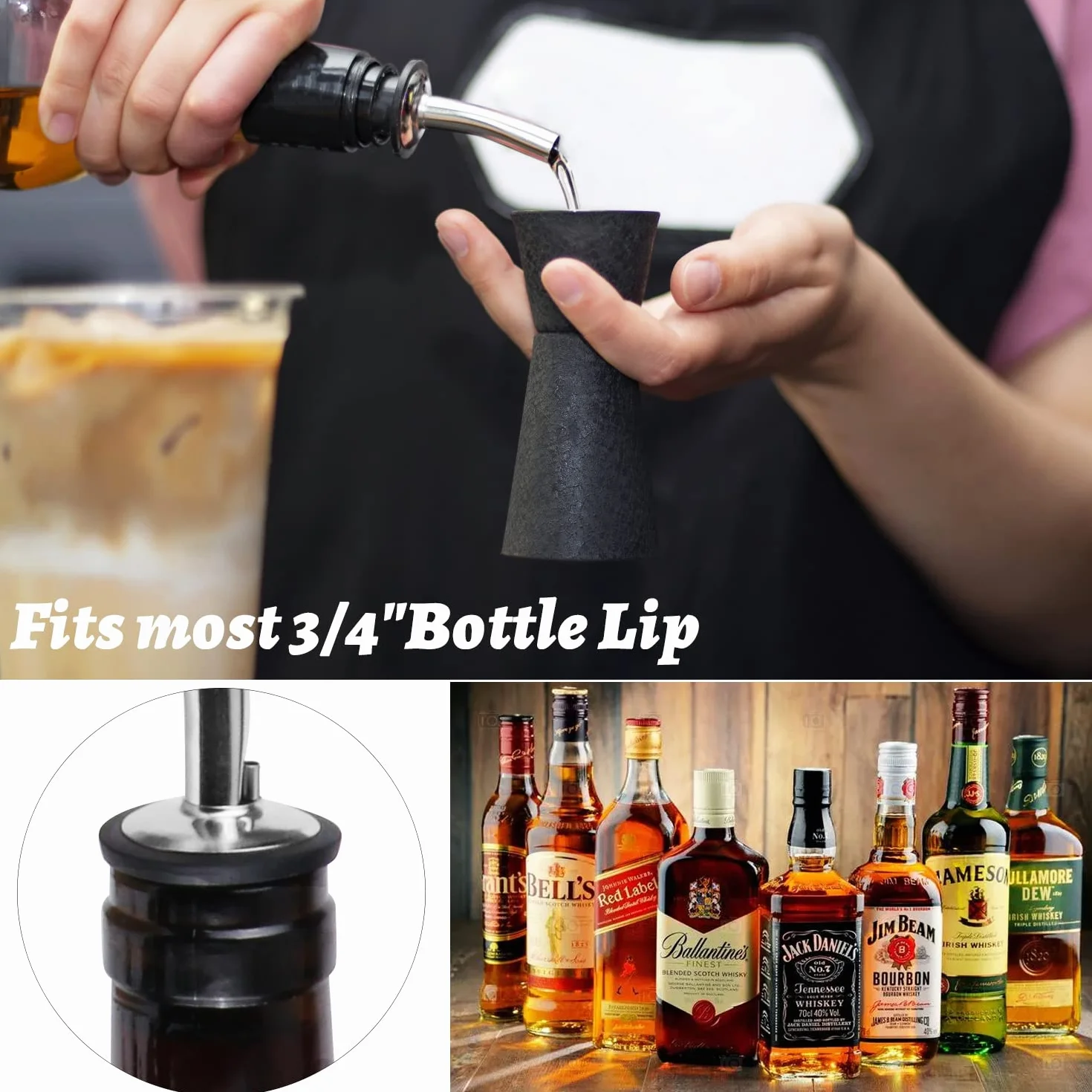 JSMTKJ 12 Pezzi Versatori in Acciaio Inox Beccuccio Conico Liquore Bottiglia Versatore Tappo Versatore Salvagoccia con Cappucci di Gomma per Cocktail Liquore Vino Olio Aceto