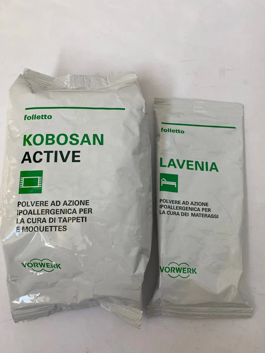 FOLLETTO KOBOSAN ACTIVE LAVENIA 1 confezione polvere per la pulizia tappeti 500 G confezione materassi,150 G (PRODOTTI ORIGINALI)