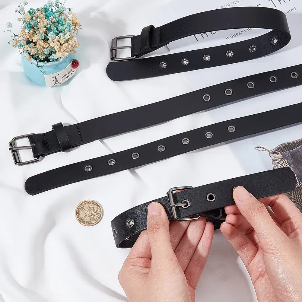 FINGERINSPIRE 4 cinghie di prolunga tradizionali kilt in pelle, 22 x 400 mm, cintura in pelle PU nera con fibbia quadrata in metallo da donna per cappotti, giacche