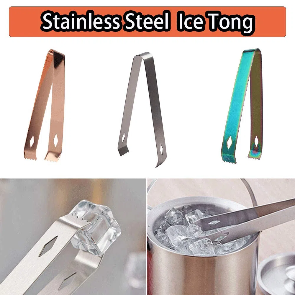 Pinze per ghiaccio in acciaio inox, 3 pezzi, per dolci e caramelle, a braccia lunghe, per buffet, barbecue, bordi smerlati con denti per matrimoni, bar, feste, cucina