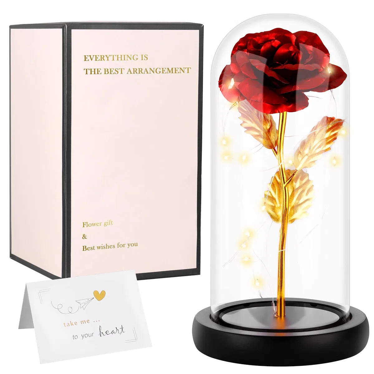 Rosas Eterna Rosa Bella e la Bestia, Idee Regalo San Valentino per Lei, RosaStabilizzata Vera in Vetro conRosa Led Luci,Rosa San Valentino Donna Compleanno Festa della Mamma Regalo Originali.