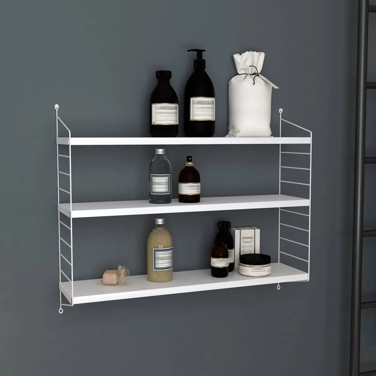 [en.casa] Scaffale da Parete a 3 Piani Regolabili in Altezza Mensola da Muro in Acciaio 50 x 60 x 15 cm - Bianco opaco