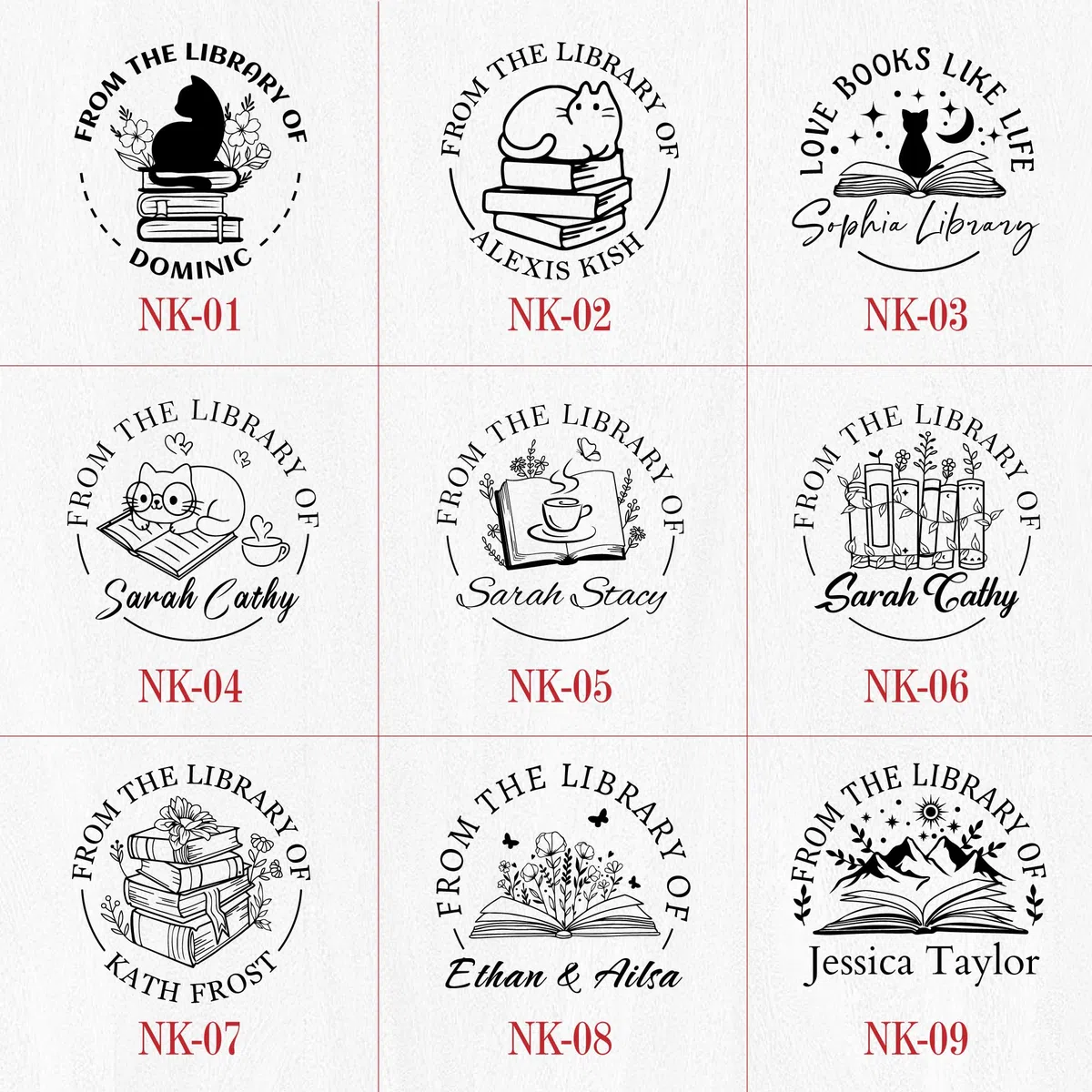 The Library of Book Lover Gifts - Goffratrice a forma di gatto, personalizzabile