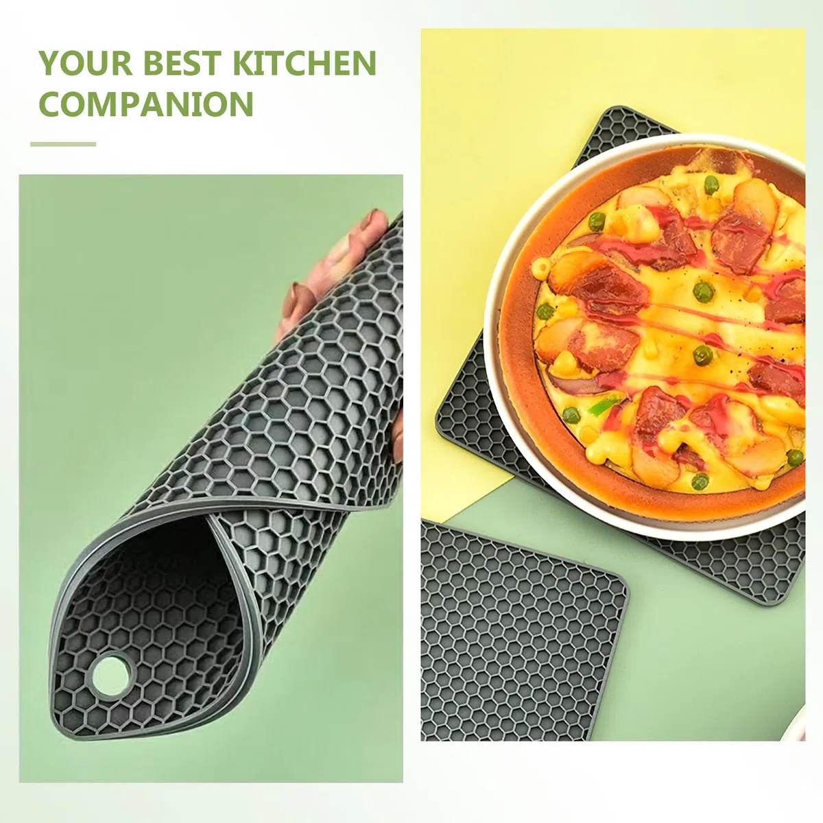 Sottopentola quadrati in silicone per pentole e padelle calde, 18,3 x 18,3 cm, per cucina, sottopentola, sottopentola (4)