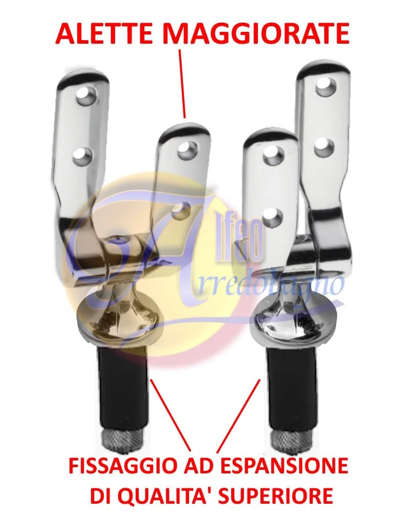 Cerniere coprivaso sedile wc mezzi fori ciechi copriwater fisse espansione, Multicolore