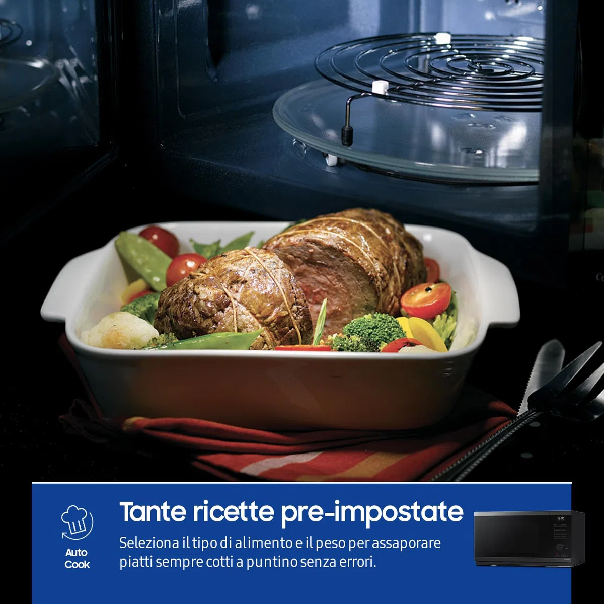 Samsung Forno a Microonde Cottura Croccante, MG23DG4524AGE1, Grill, Quick Defrost, Ricetta autommatiche, 23 L, LxAxP: 48,9 x 33,8 x 27,5