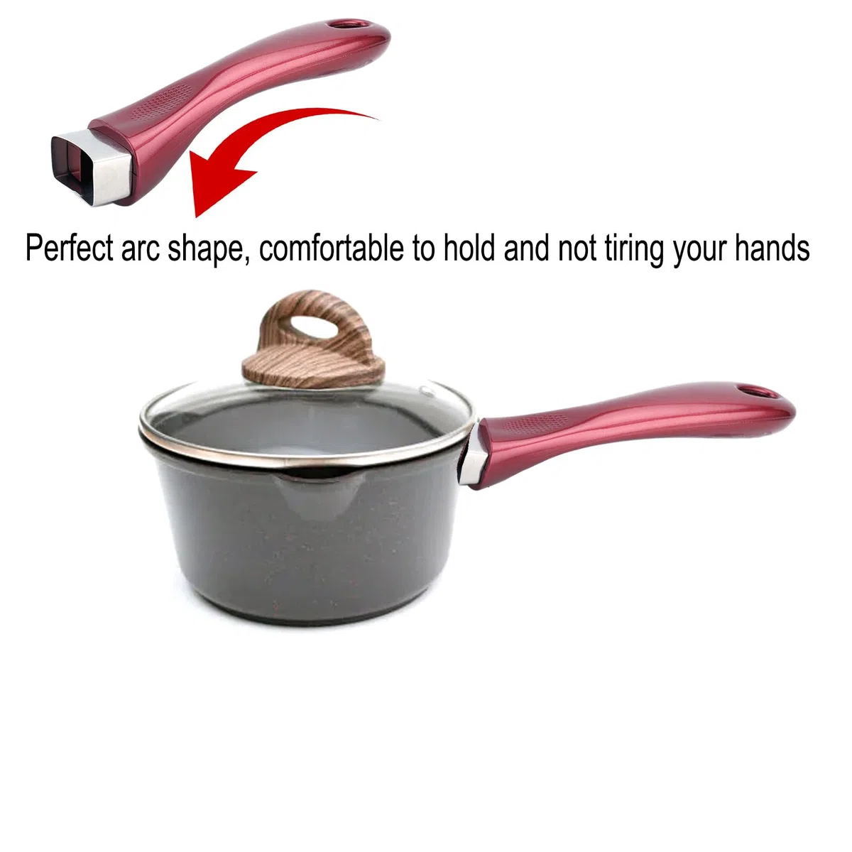Vastsea Manico Universale in Bachelit, Pentole Maniglia, Manico Rimovibile, Viene Fornito con Viti, per Utilizzato Nella Maggior Parte Degli Accessori Pentole da Cucina (Rosso)