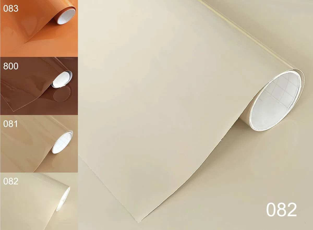 Carta Adesiva per Mobili Beige 40x300 cm Pellicola Adesiva Lucida per Parete Cucina Porta Finestra Vinile Rivestimento Decorativo (40x300 cm, Beige)
