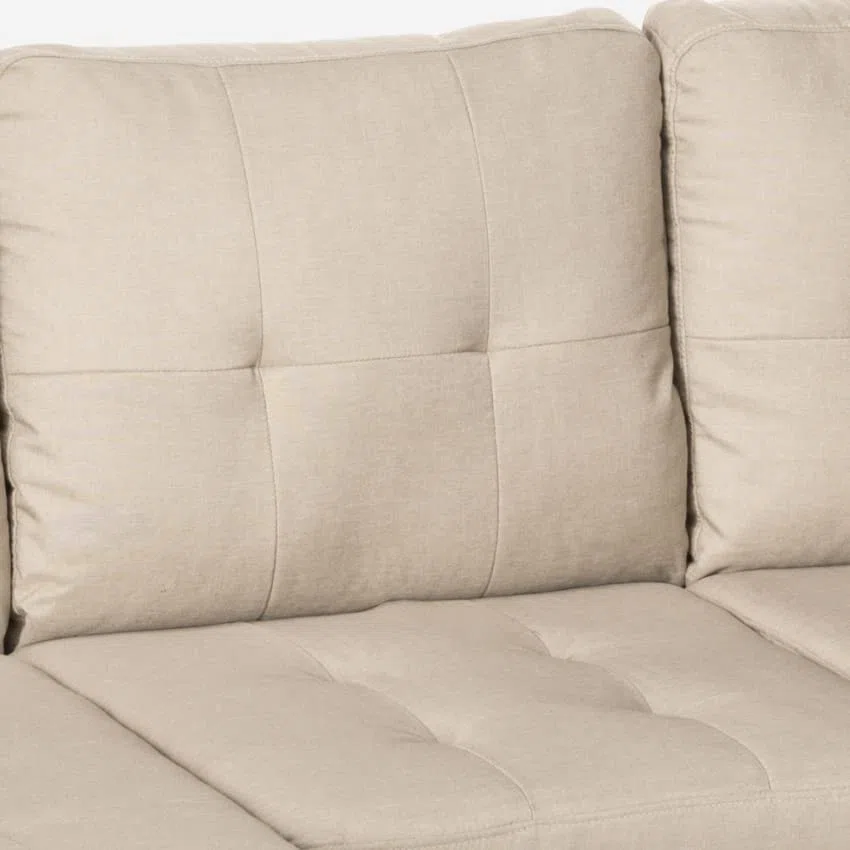 Produce Shop Divano Moderno angolare 3 posti Pouf 2 Cuscini Soggiorno Remissus - Beige