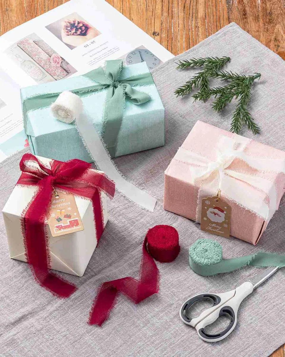 AOKSUNOVA - Nastro in chiffon blu, 2,5 cm x 18,9 m, nastro in chiffon adatto per regali e matrimoni