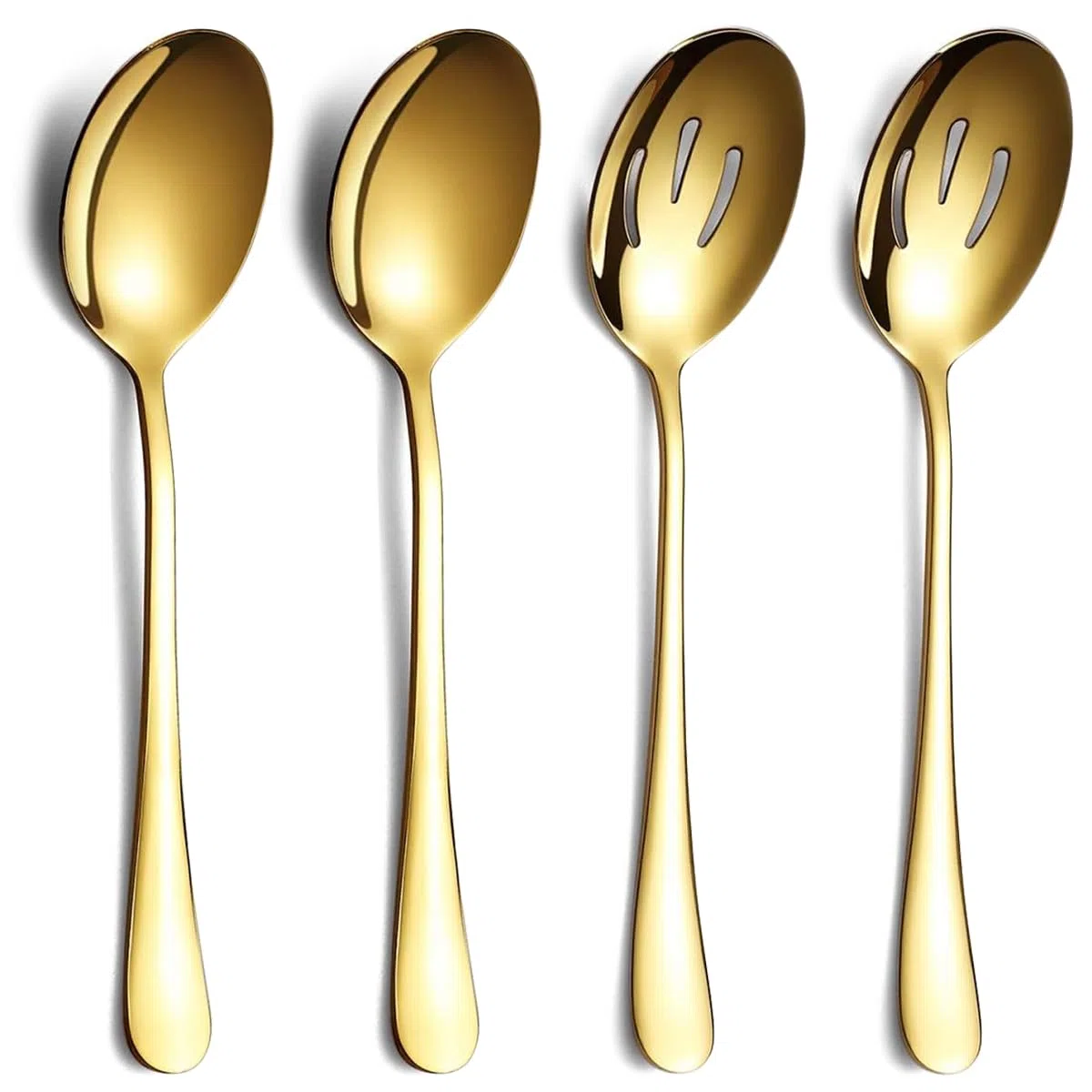 set di 4 cucchiai da portata in acciaio inox, con 2 cucchiai da servizio, 2 cucchiai da servizio, lavabili in lavastoviglie