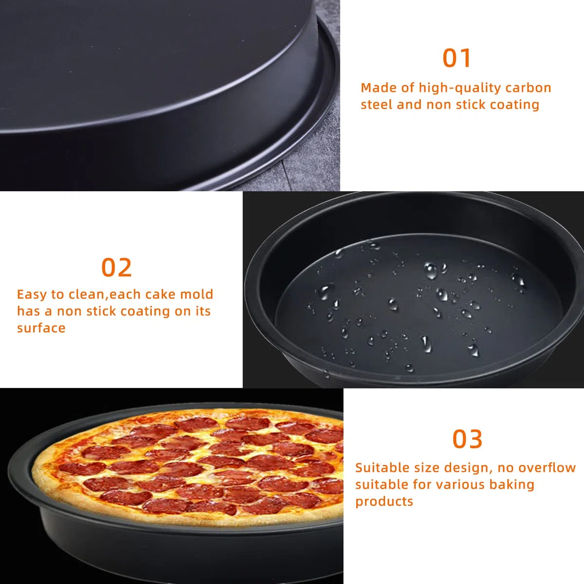 XZEIT 4 pezzi teglia per pizza teglia tonda da 15 cm teglia per pizza in acciaio al carbonio tortiera antiaderente set di teglie per pizza,mini tortiere da 6 "- teglie rotonde con rivestimento antiade