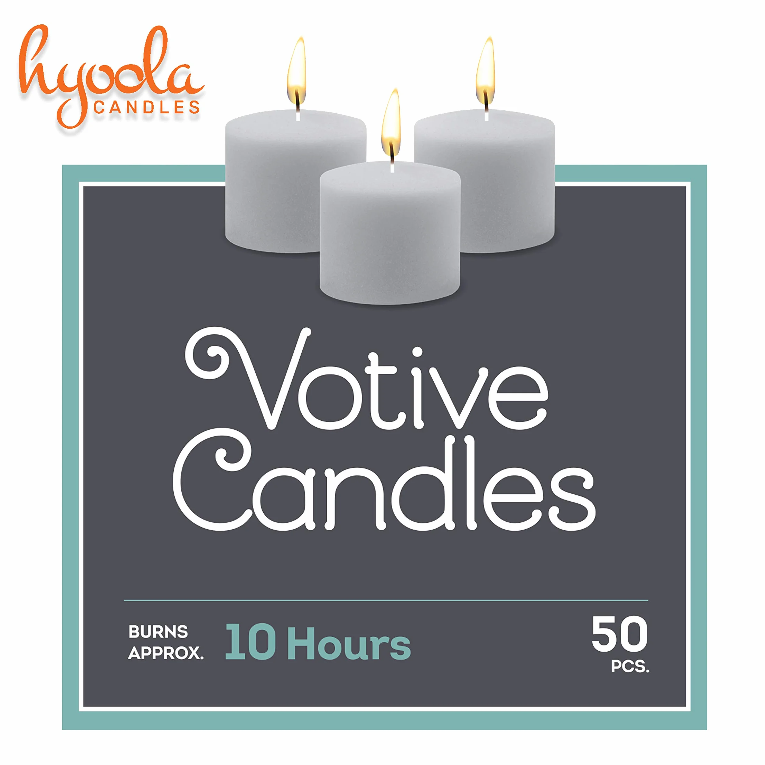 Hyoola Candele Votive - Durata Candela 10 Ore - Candele Votive Non Profumate - Set da 50 Candele Bianche - Made in Europe