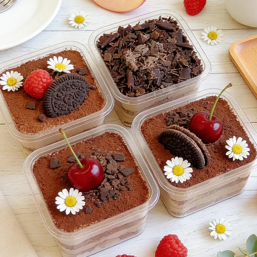50 bicchieri da dessert rettangolari in plastica, con coperchio, 360 ml, trasparenti, con 50 cucchiai, riutilizzabili, in plastica quadrata per dessert, mousse, tiramisù