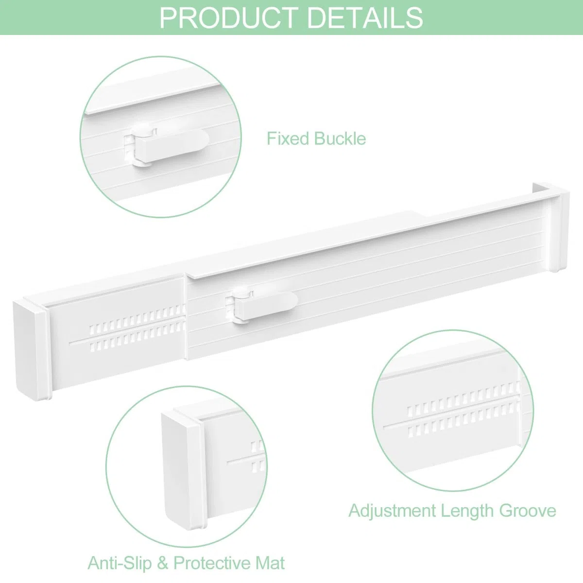 Organizer Armadio o Desktop, Divisori per Cassetti Regolabili, Separatori per Cassetti, Separatore Divisore, per Cucina, Bagno, Camera da Letto, Cassettiera, Ufficio (bianco)