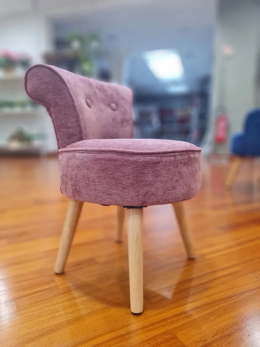 Poltroncina PARIGI VELVET Blu Schienale in Tessuto, Sedia Imbottita per Trucco 45x45x61 cm (TIA 61941)