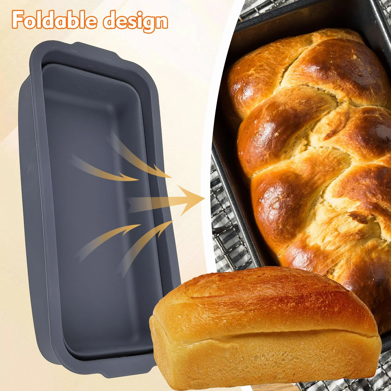 Stampo per Pane in Cassetta con Coperchio, Stampo Plumcake Silicone Pieghevole 3500ml, teglia plumcake, Antiaderente e Resistente al Calore, Facile da Pulire, per Dolci, Pane, Plumcake, Toast