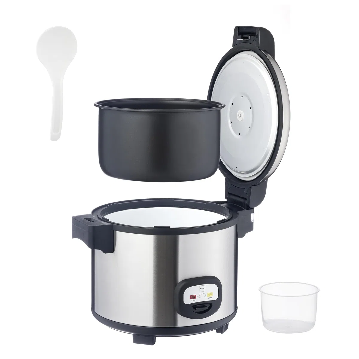 Metro Professional Cuociriso GRC1950, acciaio inox, 12 litri, 1950 W, funzione scaldavivande rivestimento antiaderente, 30 porzioni in 45 minuti, argento