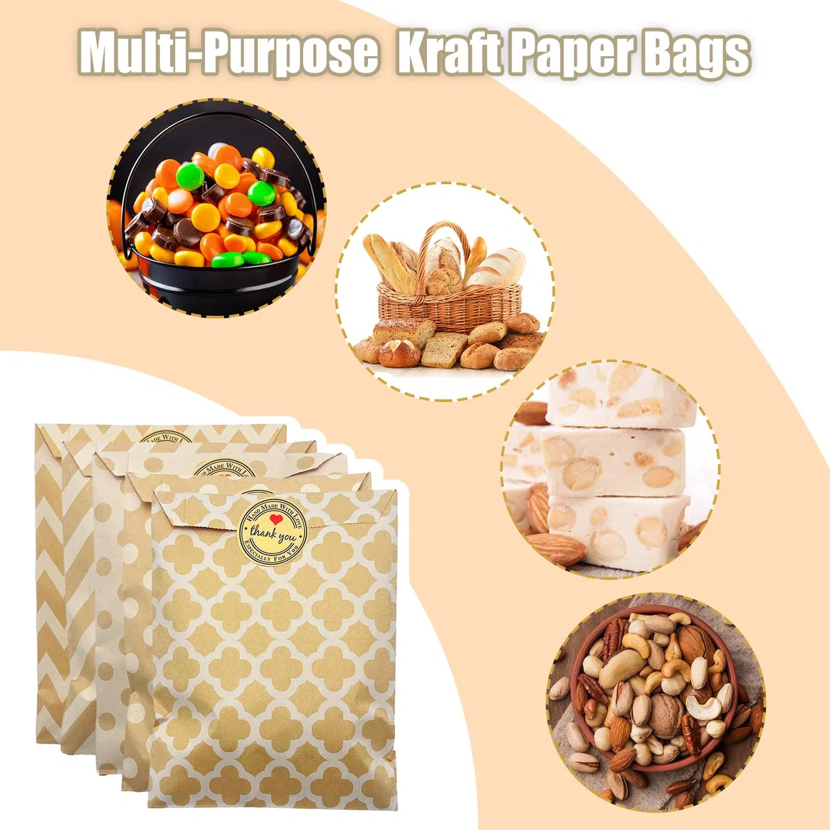 Candy Bar Accessori 72 pezzi, contiene 60 sacchetti Candy Bar e 6 pinze per zucchero, 5 adesivi e 1 ghirlanda decorativa Candy Bar, set di decorazioni per buffet, barbecue, caramelle, bar,