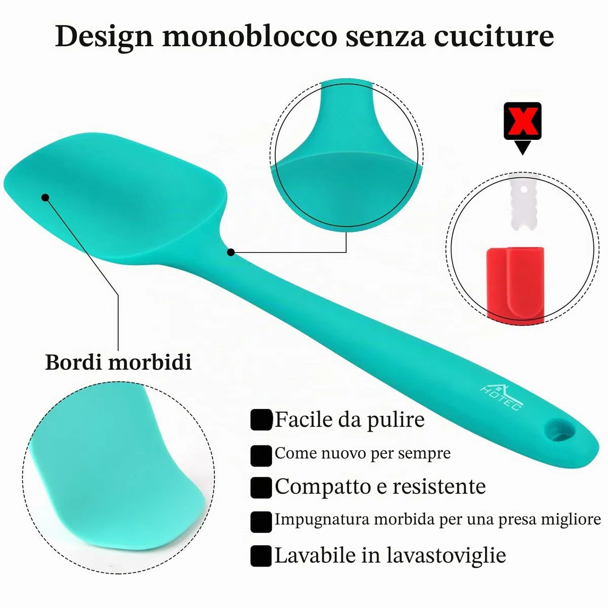 Hotec Spatole in Silicone da Cucina Utensili Cucchiaio, Spatola per Dolci, per Cottura e Miscelazione, Resistenti al Calore,Padella Antiaderente, 5 Pezzi