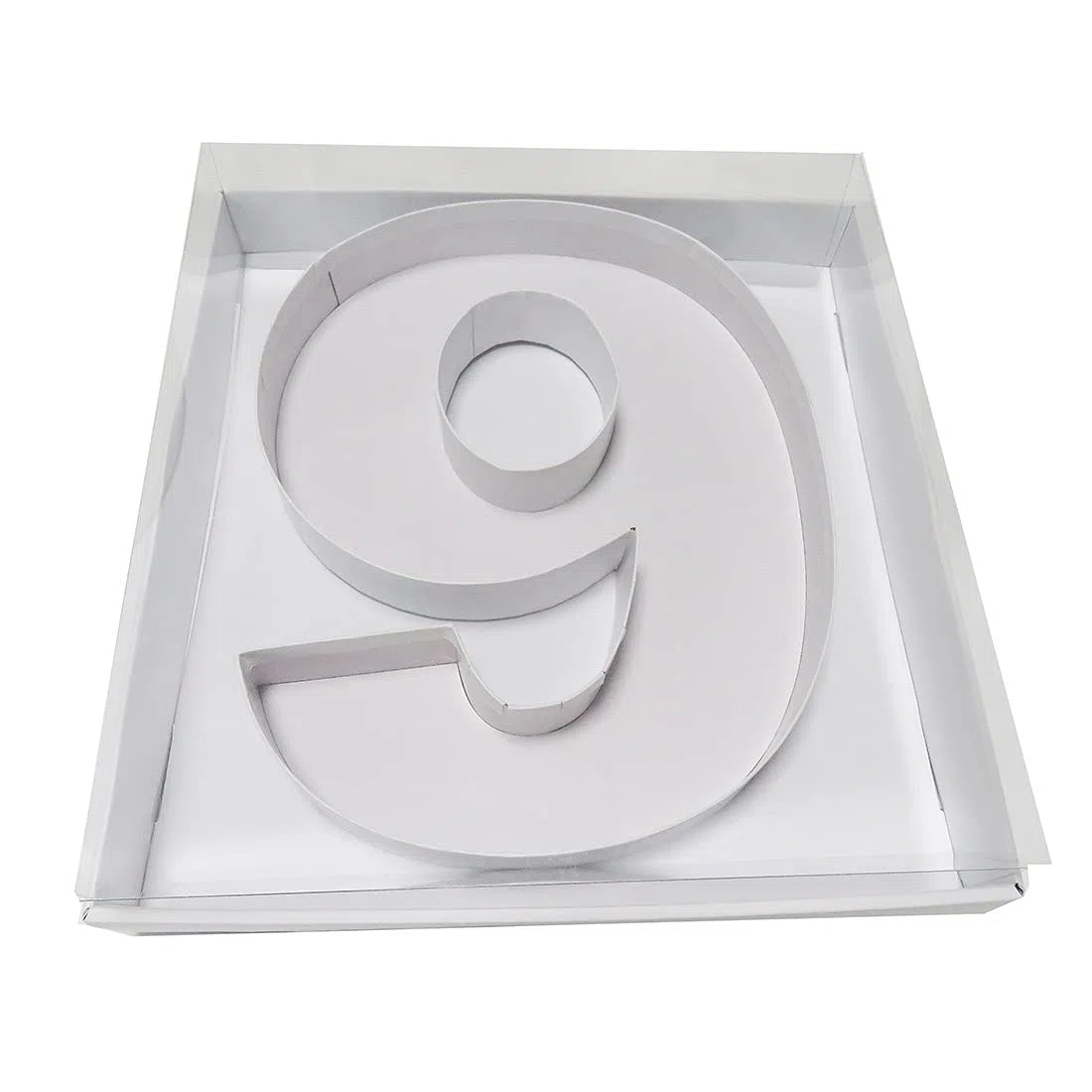 WENPACK Scatola regalo decorativa in cartapesta a forma di lettera, 31,8 cm, riempibile, per caramelle e caramelle con coperchio trasparente (bianco, 9)