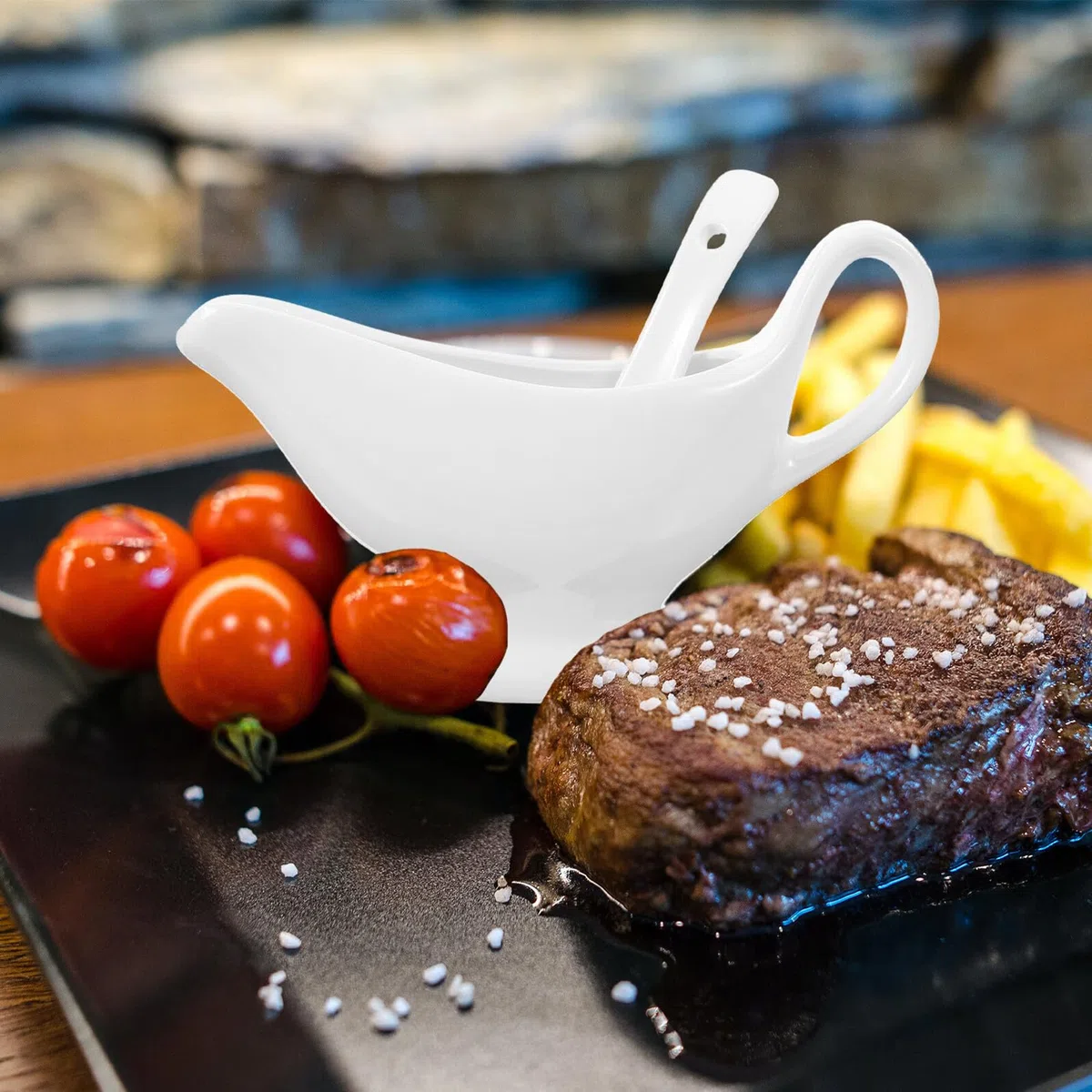 BESPORTBLE Set Salsiera in Ceramica 175Ml con Cucchiaio Profondo Anti-Goccia per Salsa e Condimenti Brocca da Tavola per Sughi per e Riunioni Familiari