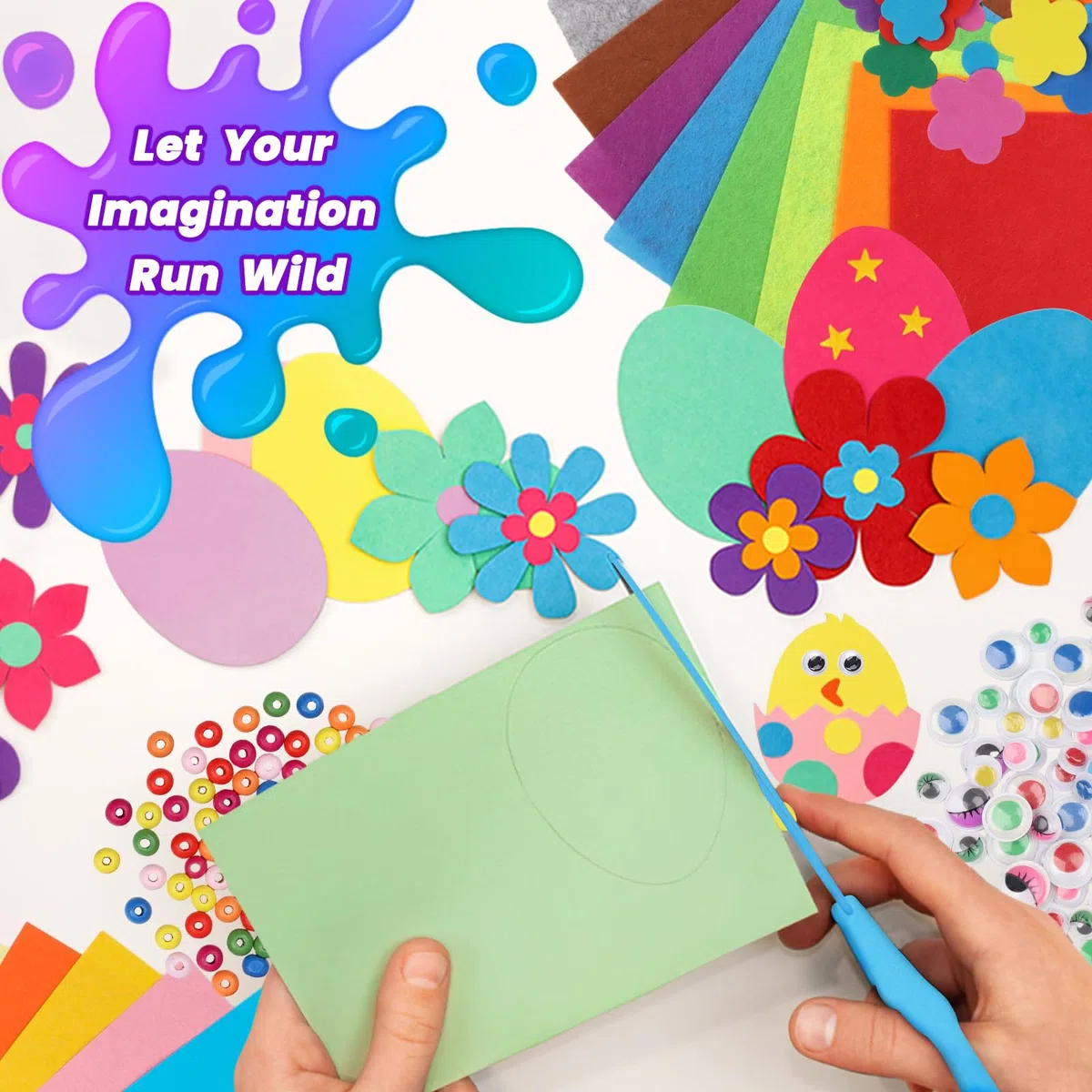 DOITEM Pulire tubi Forniture Artigianali, 1000+ Pcs Arti Artigianato Forniture fai da te Scuola Craft Project Compreso Pipe Cleaner Wiggle Googly Occhi Pom Poms per bambini Età 4 5 6 7 8 Regali