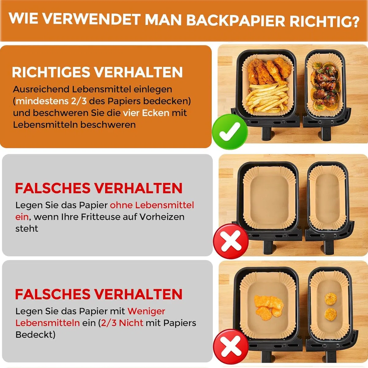 120 pz carta da forno per Philips Airfryer Dual Basket 3000 Series, friggitrice ad aria calda carta da forno per Tefal Easy Fry EY901810 EY905D 5,2/3,1 L, Cecotec 5,5/3,5L, Moulinex 8,3 L