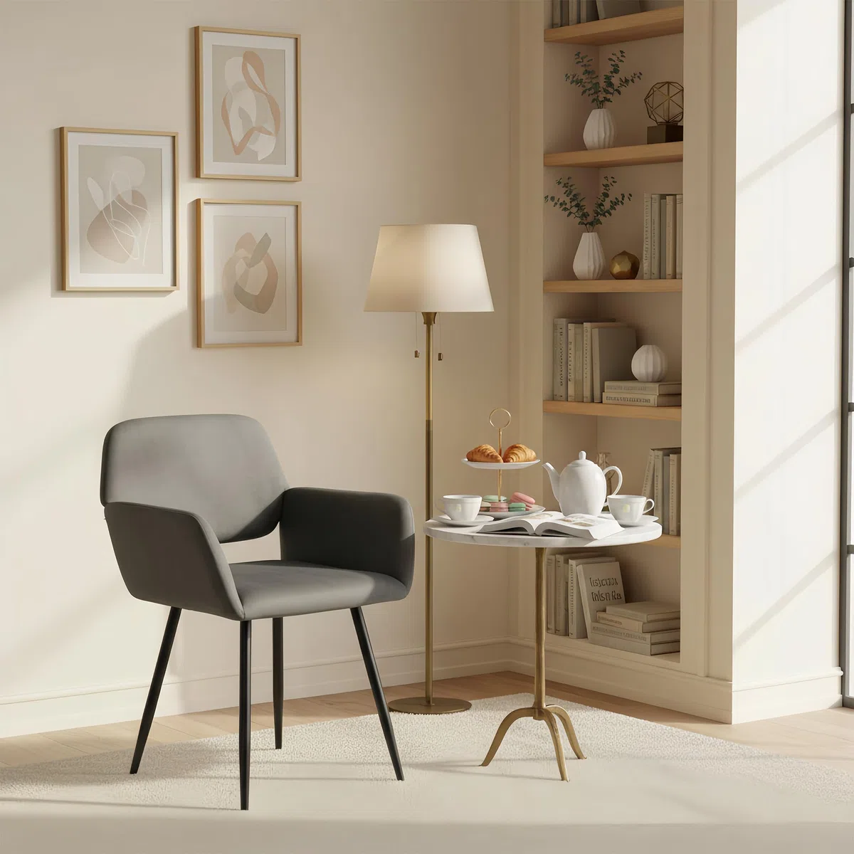1 Pezzo Sedie Moderne Sala da Pranzo Imbottite per Cucina Grigia, Sedia Imbottita Cucina Moderna Scandinava con Braccioli per Sala da Pranzo/Soggiorno/Ristorante/Hotel/Velluto Grigio Scuro