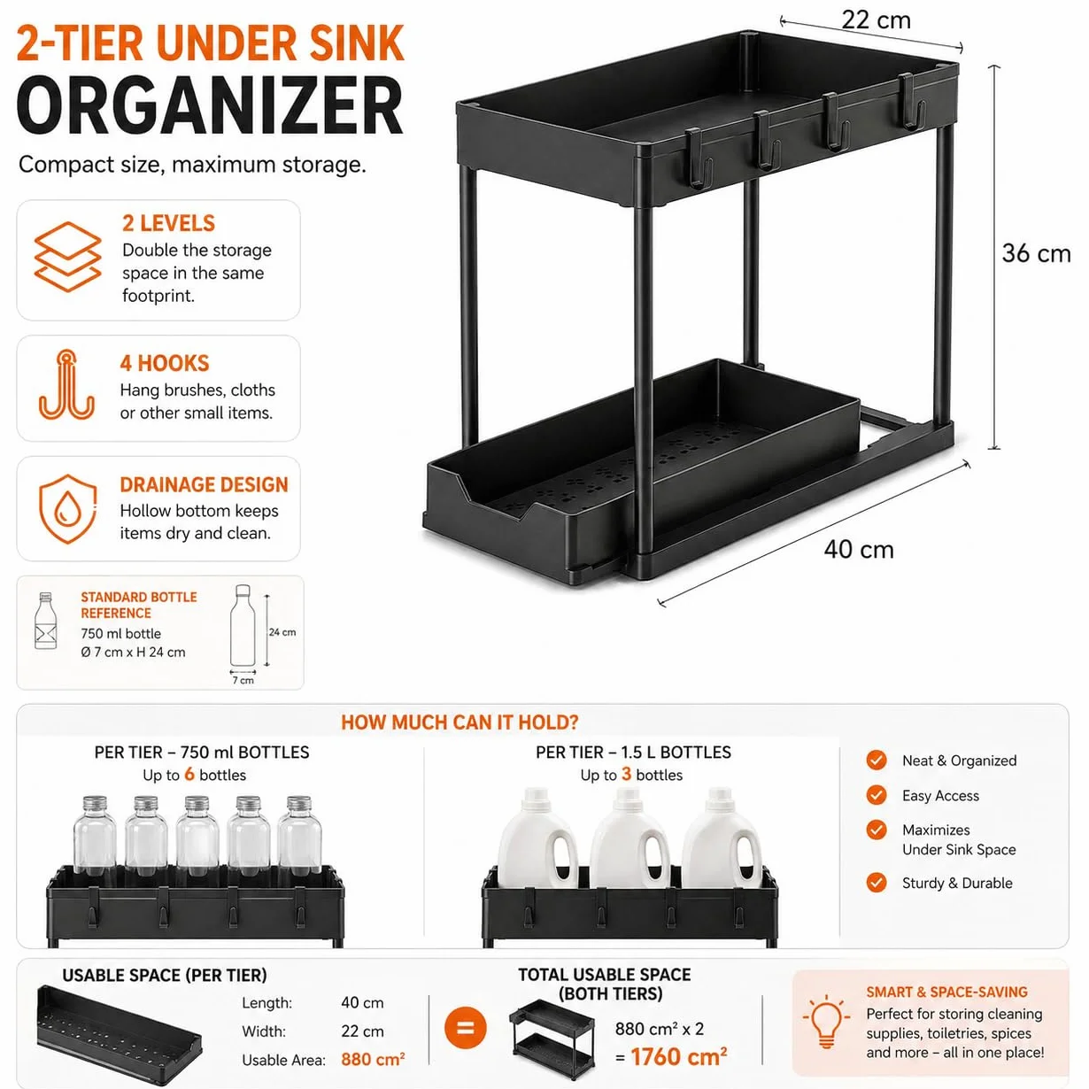 Frilla Organizer Sottolavello Cucina a 2 Livelli | SINKNOVA
