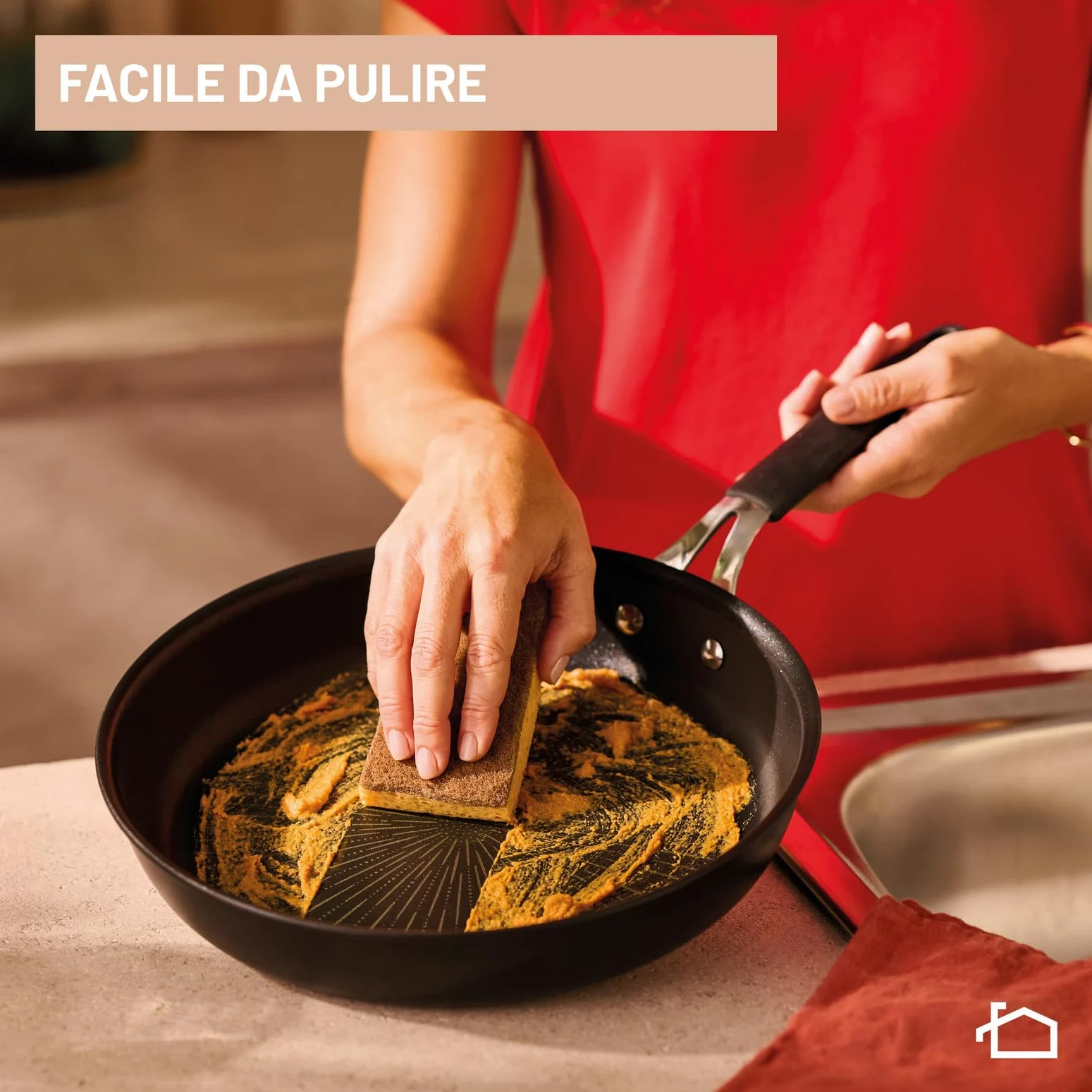 Lagostina Tempra, Padella 20cm con Rivestimento in Titanium Antiaderente Antigraffio, Fondo in Acciaio Inox, Manico Rivettato in Acciaio e Silicone, per Tutte le Fonti di Calore Inclusa Induzione