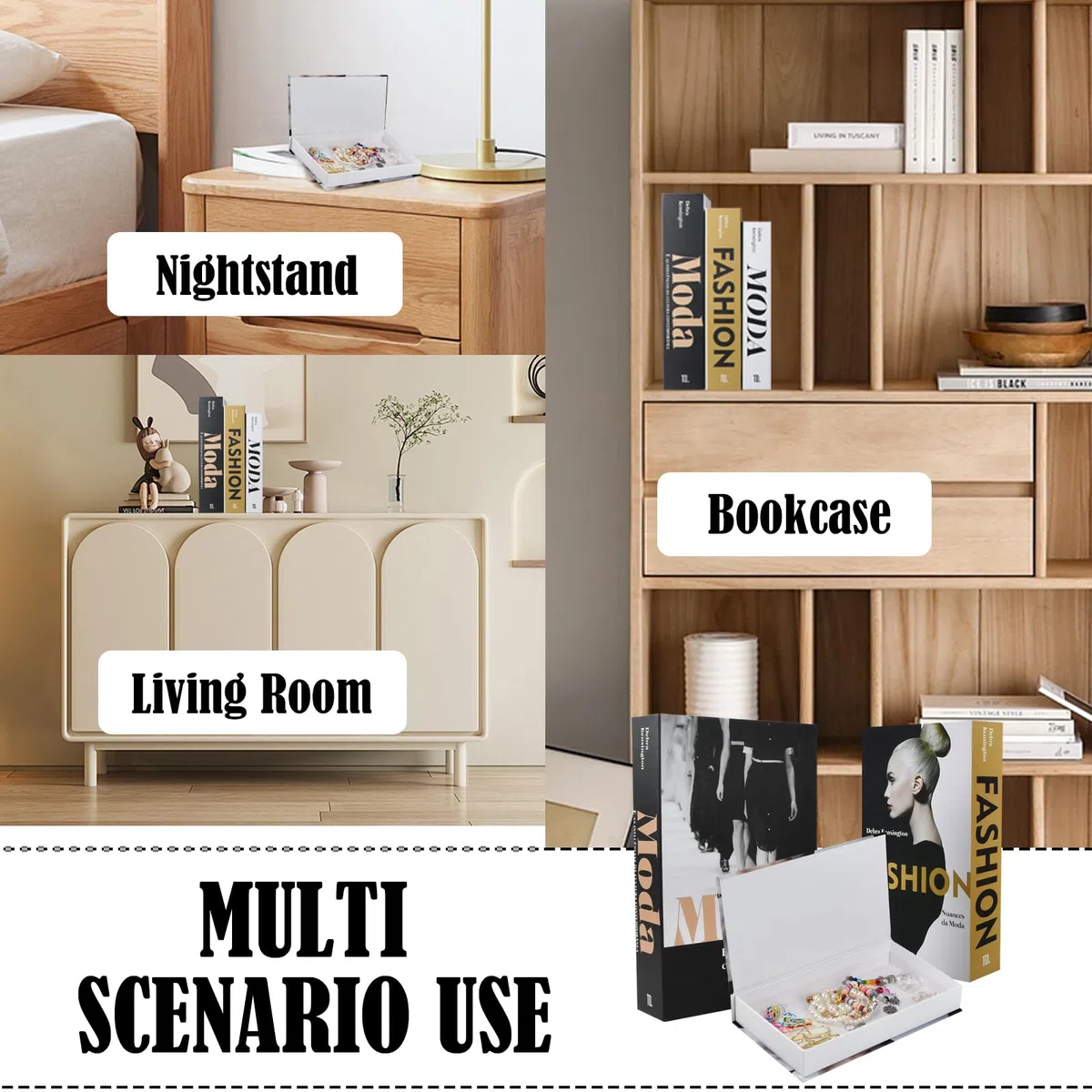 3 Pezzi Libri Falsi Decorativi, Set di Libri Finti con Coperchio Magnetico, LMS 3 Misure Scatola Libri Decorativa, Libri in Finto per Decorazione Domestiche, Decorazione di Libri di Simulazione