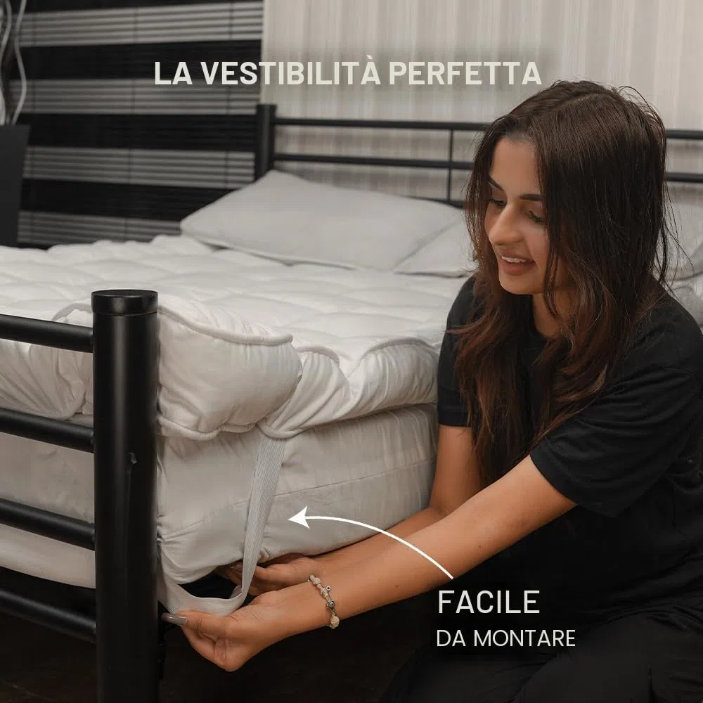 Coprimaterasso in microfibra di alta qualità da 10 cm, per letto super king size, morbido e soffice con cuciture quadrate per un maggiore comfort (super king size 182 x 200 cm)