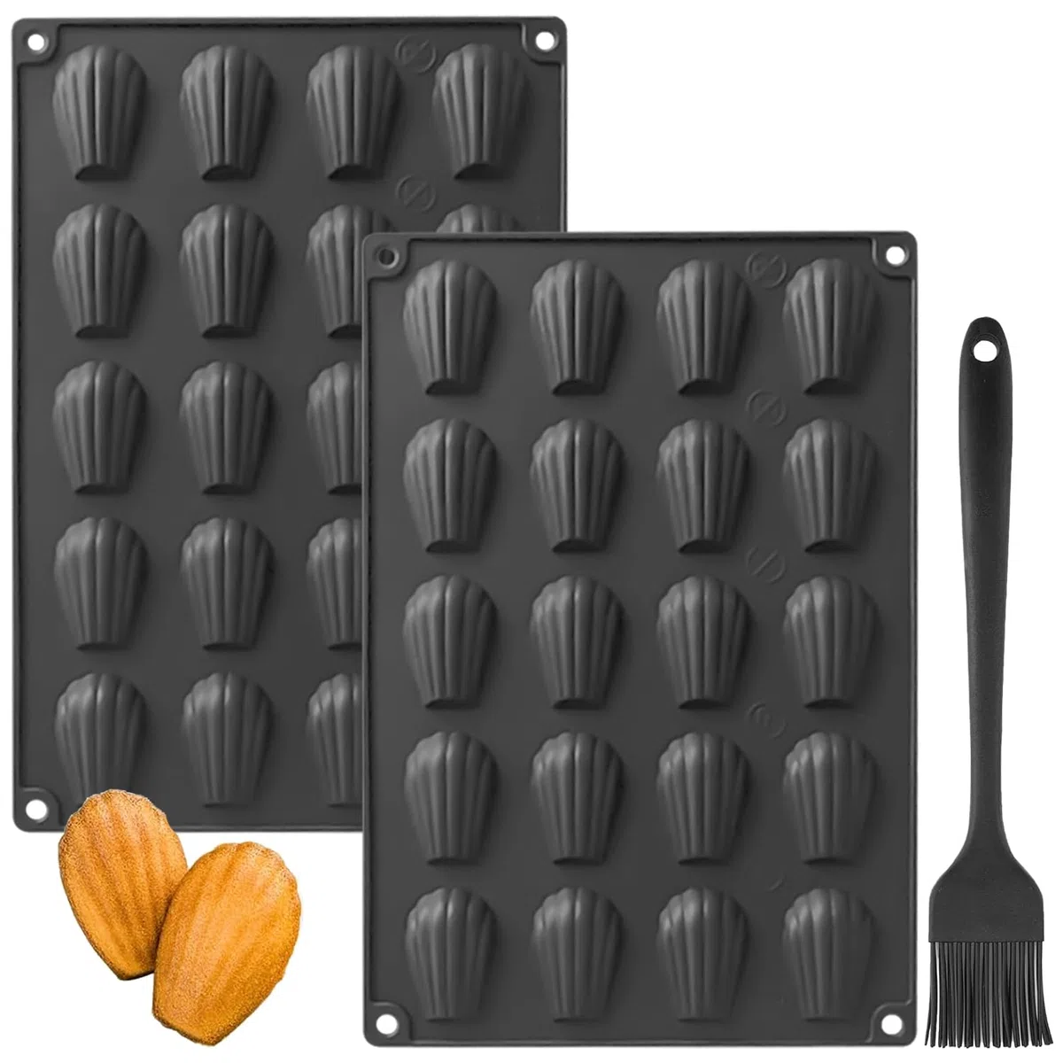 YXHZVON 2 Pezzi Stampo Madeleine, 20 Fori Forme per Madeleine Antiaderente, Stampi per Madeleines in Silicone per Torta Cioccolato Gelatina, Cioccolato per Fai da Te