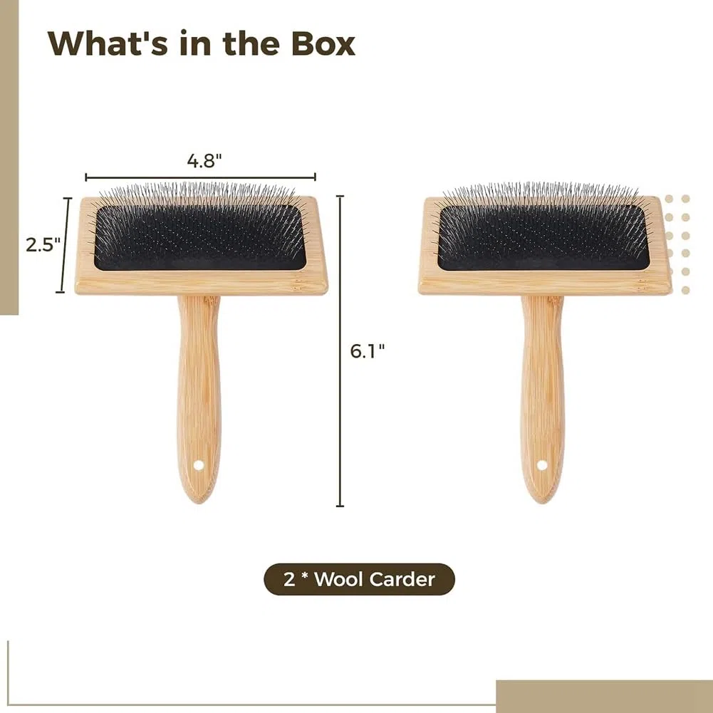 2 PCS Drumelli di Lana, 6,1 Pollici X 4,8 Pollici - Drumelli Manuali per la Lana, Strumento per Mescolare la Lana per la Lavorazione A Feltro, per Animali Domestici Black