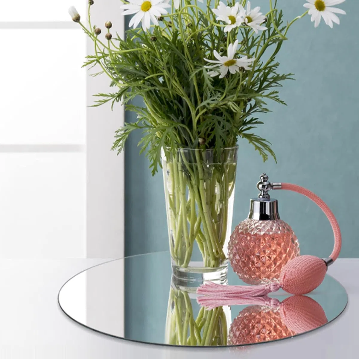 6 vassoi rotondi a specchio per decorare, piatto rotondo a specchio, in vetro acrilico, per tavolo da matrimonio, tavolo, decorazione per la casa (diametro 20 cm)